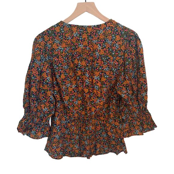 Free People Floral Peplum Top Boho Button Front XL - Picture 5 of 11
